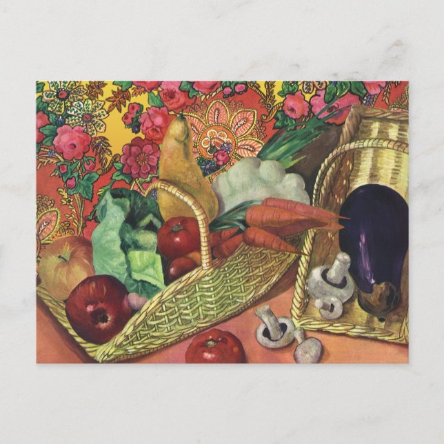 Organic Food, Garden Vegetables, Blooming Flowers Postcard (Front)