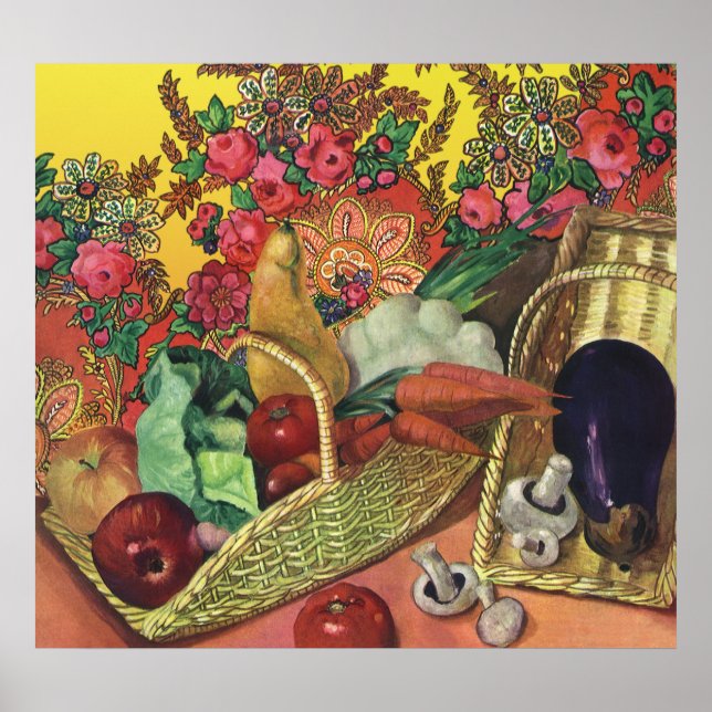 Organic Food, Garden Vegetables, Blooming Flowers Poster (Front)