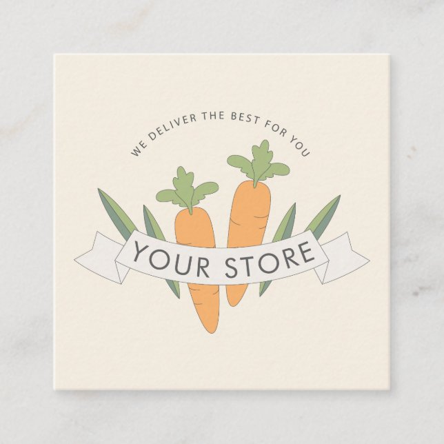 organic fresh food delivery service square business card (Front)