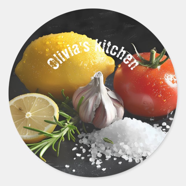 Organic Fresh Food Ingredients Classic Round Sticker (Front)