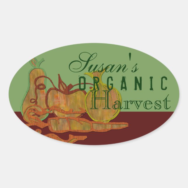 Organic garden oval sticker (Front)