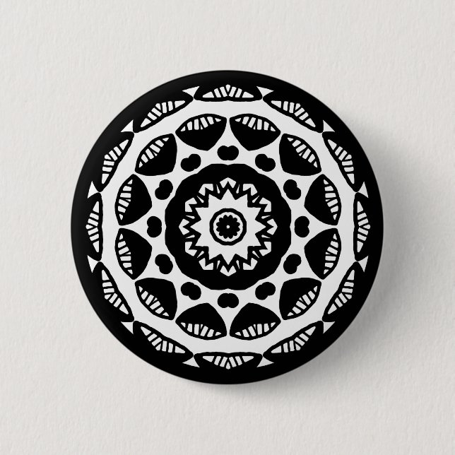Organic Geometry 010 - Black on White 6 Cm Round Badge (Front)