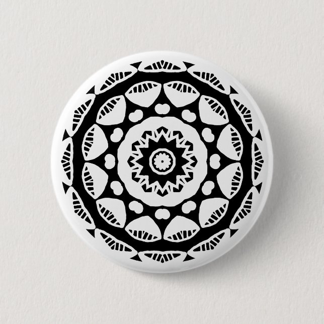 Organic Geometry 010 - White on Black 6 Cm Round Badge (Front)
