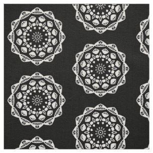 Organic Geometry 015 - White on Black Fabric