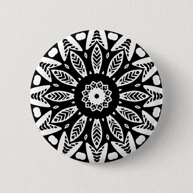 Organic Geometry 018 - White on Black 6 Cm Round Badge (Front)