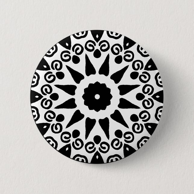 Organic Geometry 02 - Black on White 6 Cm Round Badge (Front)