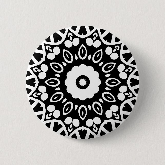 Organic Geometry 03 - White on Black 6 Cm Round Badge (Front)