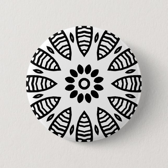 Organic Geometry 06 - Black on White 6 Cm Round Badge (Front)