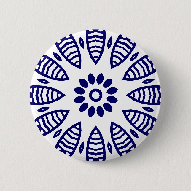 Organic Geometry 06 - Deep Navy on White 6 Cm Round Badge (Front)