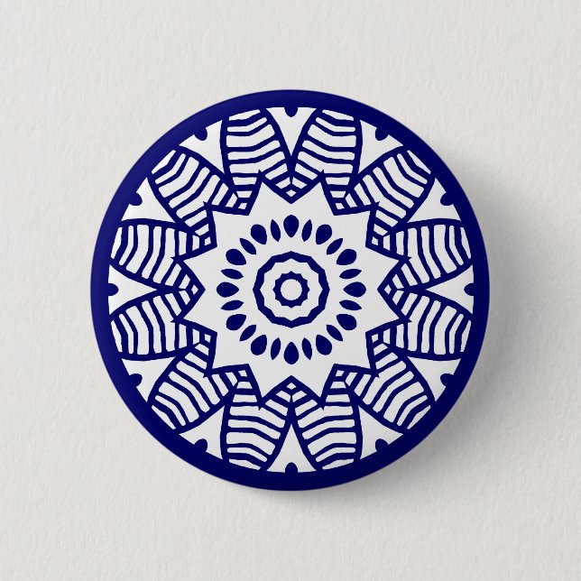 Organic Geometry 07 - Deep Navy on White 6 Cm Round Badge (Front)