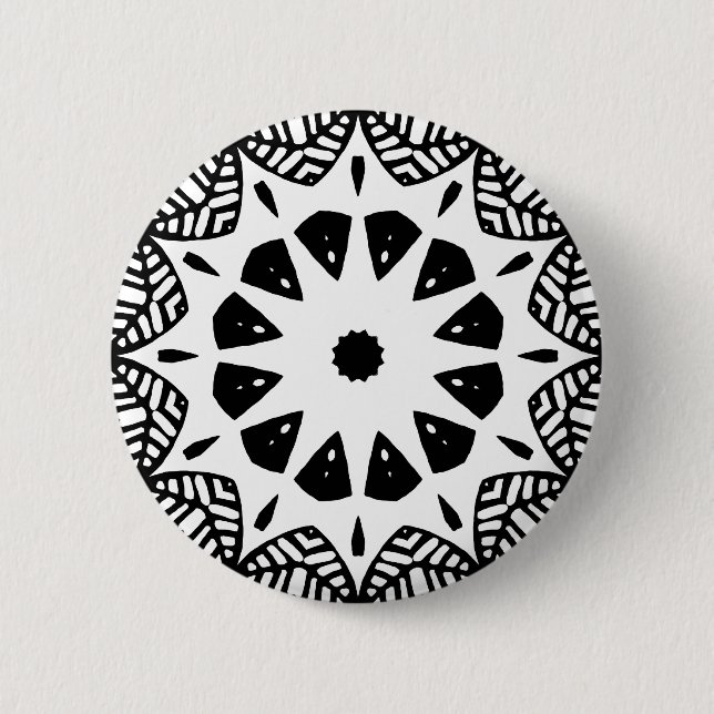 Organic Geometry 09 - Black on White 6 Cm Round Badge (Front)