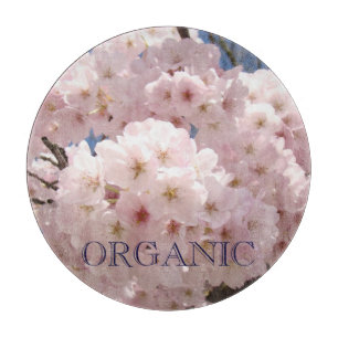 ORGANIC glass cutting boards Pink Tree Blossoms