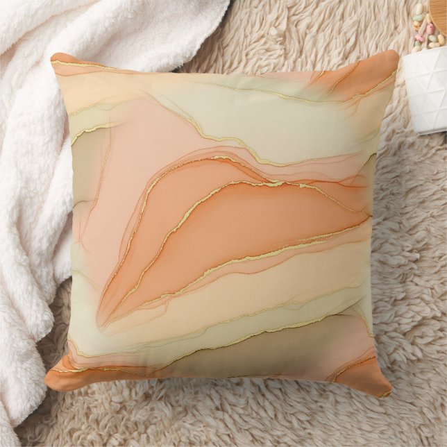Organic Gold Marble Warm Neutral Abstract Cushion (Blanket)