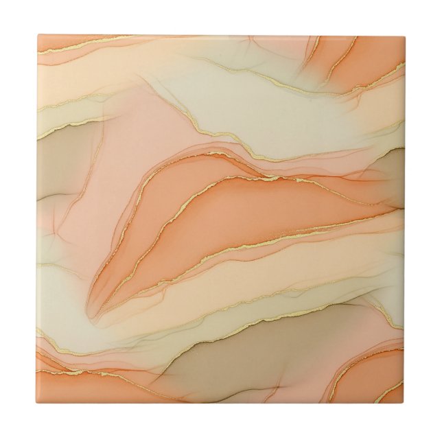 Organic Gold Marble Warm Neutral Abstract Tile (Front)