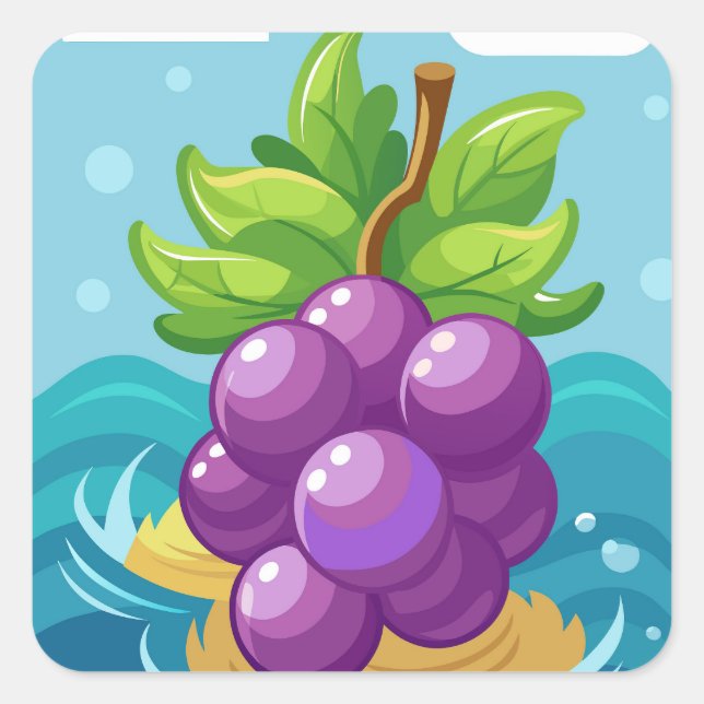 Organic Grapes Square Sticker (Front)