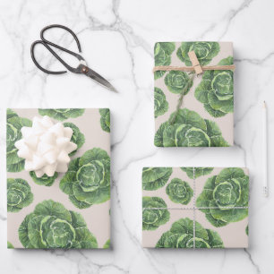 Organic Green Cabbage Design Wrapping Paper Sheet