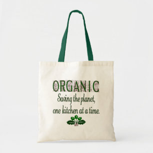 Organic Green Kitchen Saying Canvas Tote