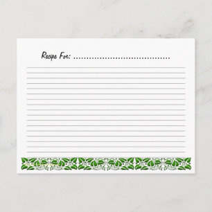 organic Green Leaves Recipe Card Template