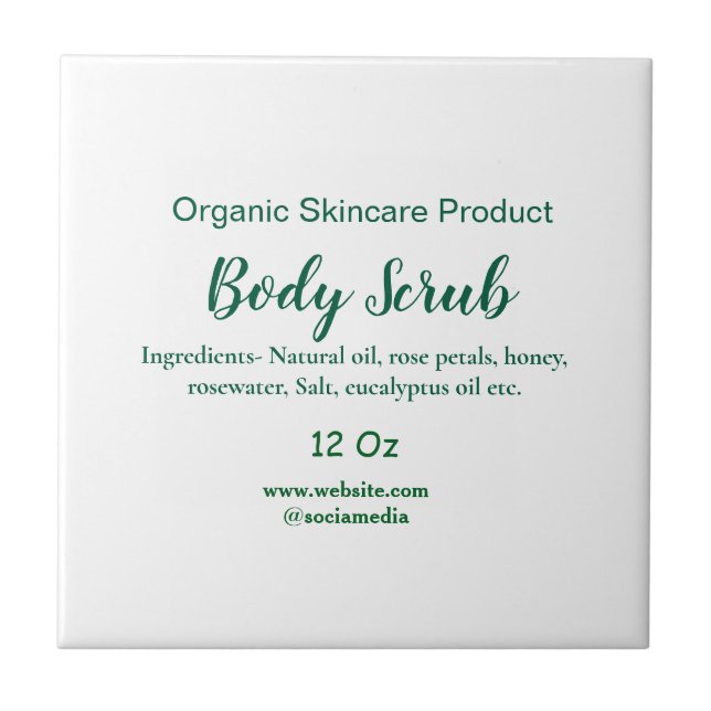 Organic green nature body scrub butter add name in tile (Front)