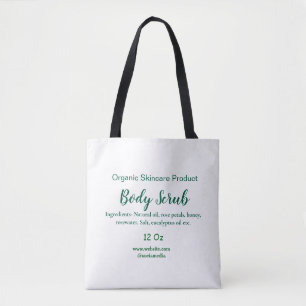Organic green nature body scrub butter add name in tote bag