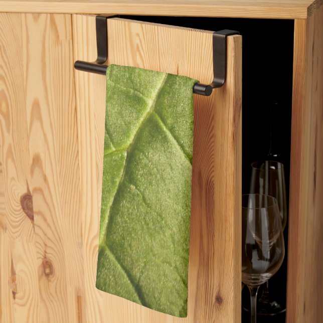 Organic Green Rhubarb Leaf Tea Towel (Thirds Fold)