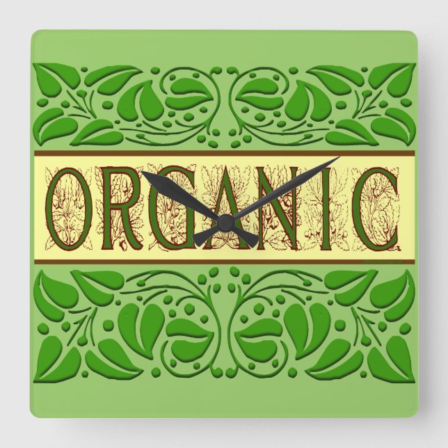 Organic Green Saying Wall Clock (Front)