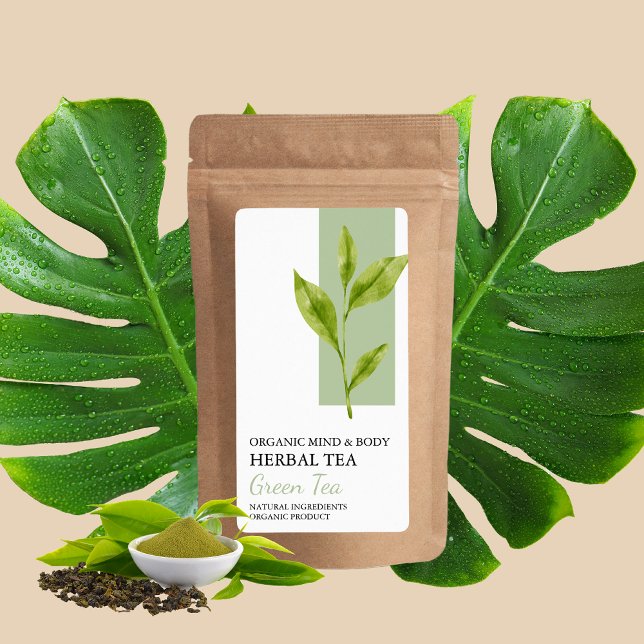 Organic Green Tea Herbal Tea Business Label (Creator Uploaded)