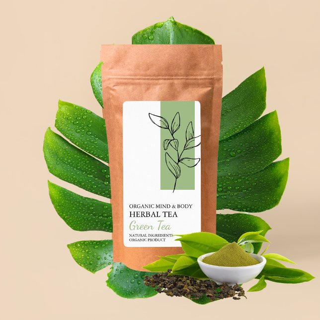 Organic Green Tea Herbal Tea Business Label (Creator Uploaded)