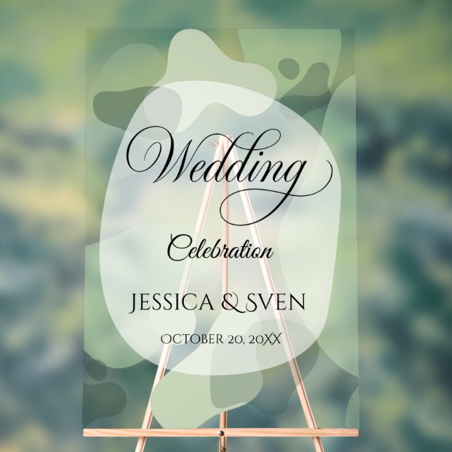 Organic Greenery Geometric Abstract Wedding Acrylic Sign (Neutral)