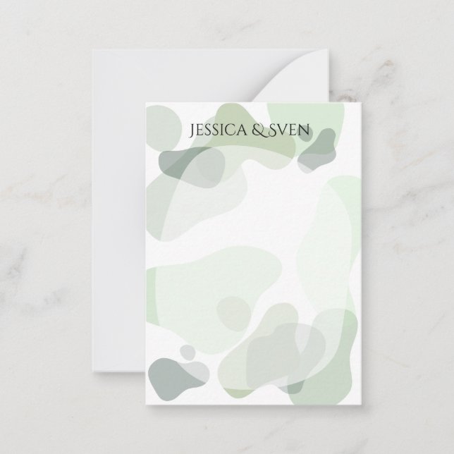 Organic Greenery Geometric Abstract Wedding Card (Front)