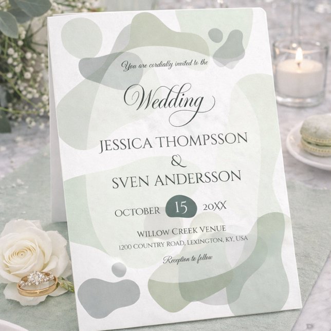 Organic Greenery Geometric Abstract Wedding Invitation (Creator Uploaded)