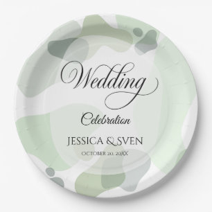 Organic Greenery Geometric Abstract Wedding Paper Plate