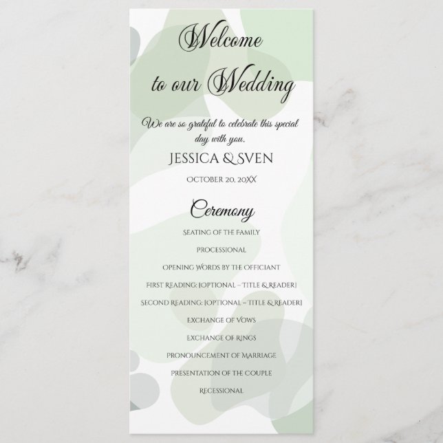 Organic Greenery Geometric Abstract Wedding Programme (Front)