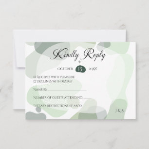 Organic Greenery Geometric Abstract Wedding RSVP Card