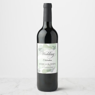 Organic Greenery Geometric Abstract Wedding Wine Label