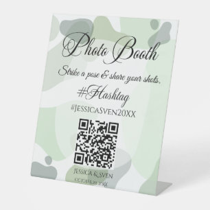 Organic Greenery Geometric Wedding Photo Booth Pedestal Sign