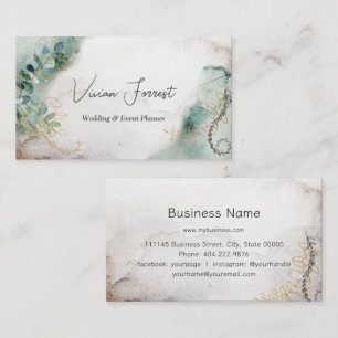Organic Greenery Modern Gold and Green Business Card