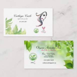 Organic Hair Care Hairstylist Business Cards