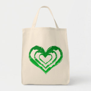 Organic Heart Green Grocery Tote Bag