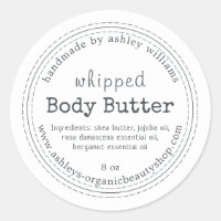 Organic Homemade Body Butter Label