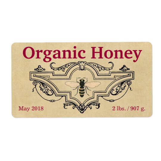 Organic Honey Bee Cartouche Shipping Label