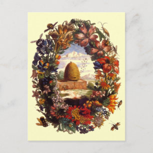 Organic Honey Bee Hive Market Vintage POSTCARD