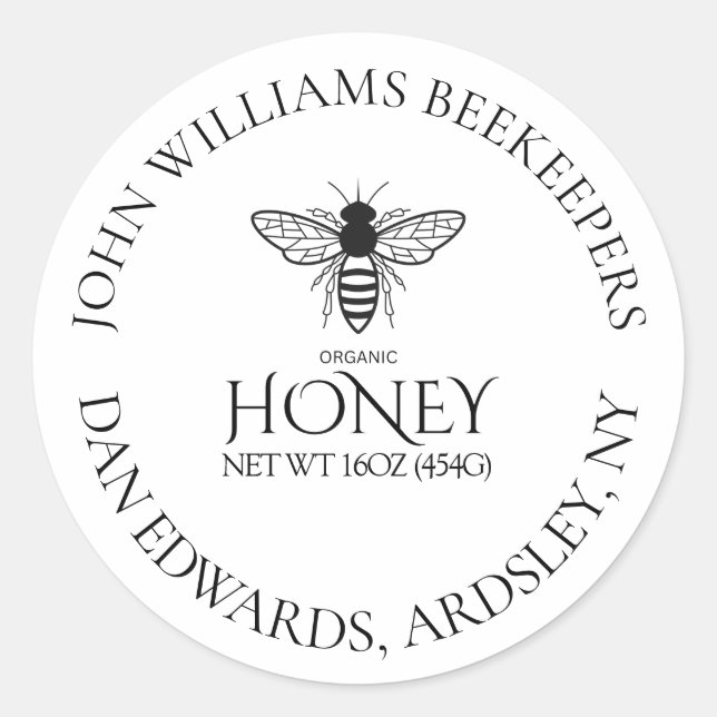 Organic honey bee queen  classic round sticker (Front)