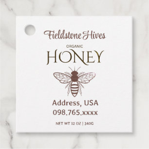 Organic honey bee queen favour tags