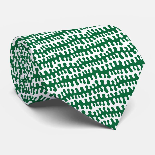 Organic Horizontal Stripes - Forest Green Tie (Rolled)