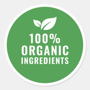 Organic Ingredients Minimalist Green Leaf Food Classic Round Sticker