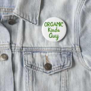 Organic Kinda Guy Green White Round Button Pins