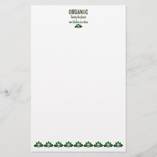 Organic Kitchen Saying with Acorns Stationery (Front)