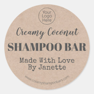 Organic Kraft Handmade Coconut Shampoo Bar Logo Classic Round Sticker