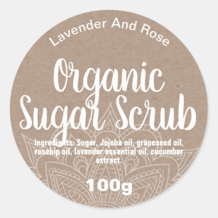 Organic Kraft Mandala Sugar Scrub Classic Round Sticker